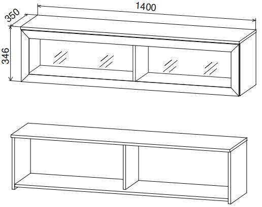 Шкаф навесной Марли МАНС 1400.1 дуб бунратти / белый глянец