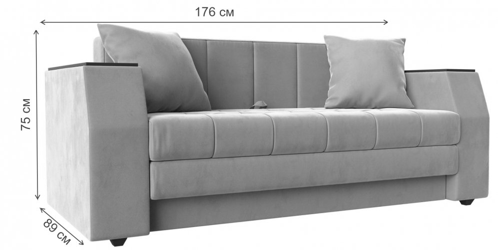 Диван Атлант мини бежевый / коричневый микровельвет корфу