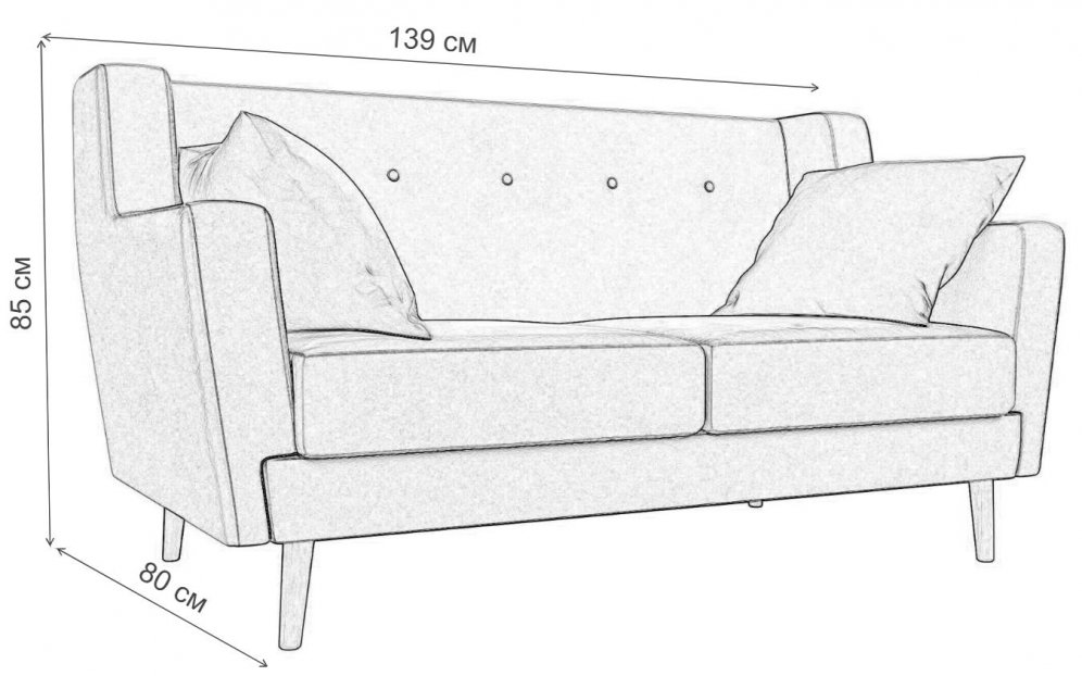 Диван Ривер-Арт 2 бордовый микровельвет