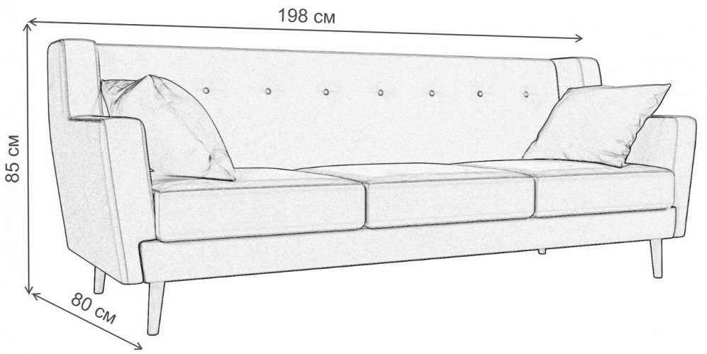 Диван Ривер-Арт 3 сиреневый микровельвет