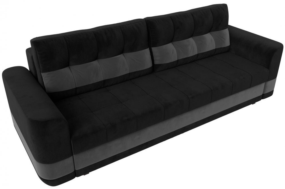 Диван Эльба-Прайм черный / серый велюр