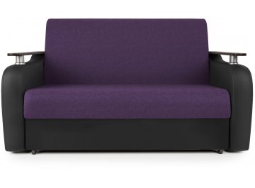 Диван-кровать Гранд Д140 аккордеон фиолетовая рогожка / черная экокожа