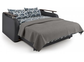 Диван-кровать Гранд Д140 аккордеон фиолетовая рогожка / черная экокожа