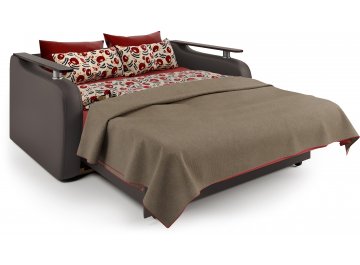 Диван-кровать Гранд Д140 аккордеон Корфу бежевый / экокожа шоколад