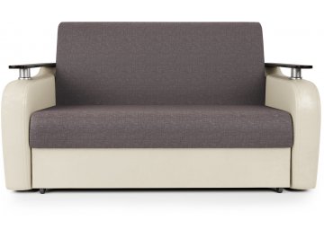 Диван-кровать Гранд Д140 аккордеон рогожка латте / экокожа бежевый