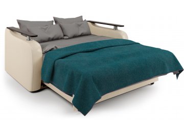 Диван-кровать Гранд Д140 аккордеон рогожка латте / экокожа бежевый