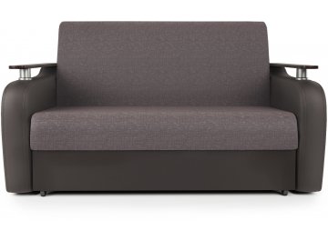 Диван-кровать Гранд Д140 аккордеон рогожка латте / экокожа шоколад