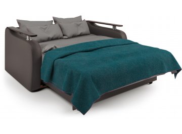 Диван-кровать Гранд Д140 аккордеон рогожка шоколад / экокожа шоколад