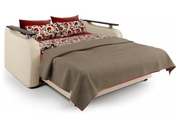 Диван-кровать Гранд Д160 аккордеон экокожа бежевый / шенилл бежевый