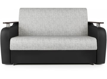 Диван-кровать Гранд Д160 аккордеон экокожа черная / серый шенилл