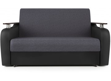 Диван-кровать Гранд Д160 аккордеон серая рогожка / черная экокожа