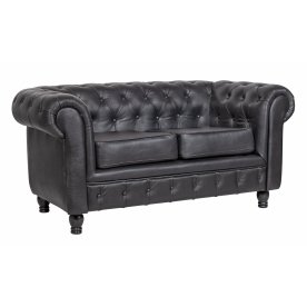 Диван из черной кожи Chesterfield Black Leather 2S