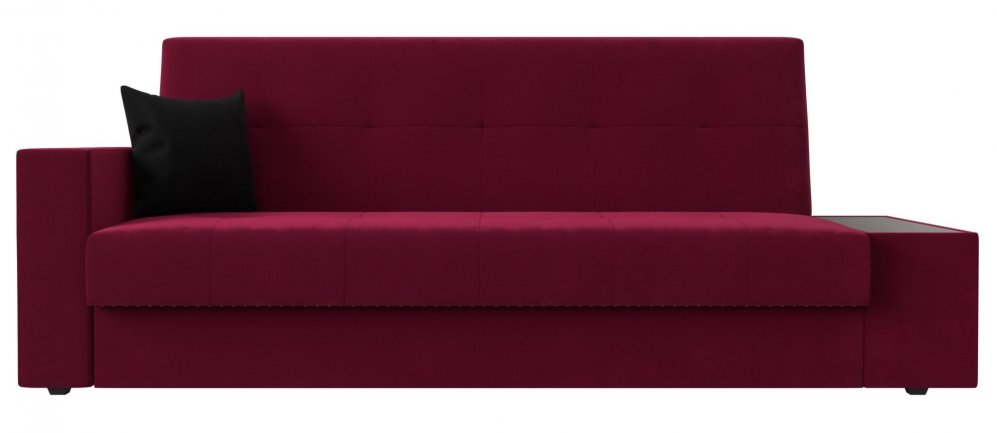 Диван Форум-020 микровельвет сиденье и спинка микровельвет бордовый / подлокотники и царга микровельвет бордовый / декоративная подушка микровельвет черный