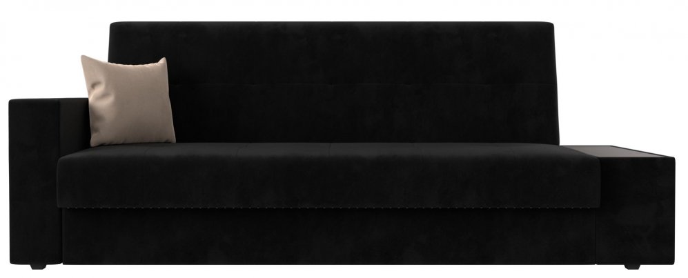 Диван Лига-020 велюр сиденье и спинка велюр черный / подлокотники и царга велюр черный / декоративная подушка велюр бежевый