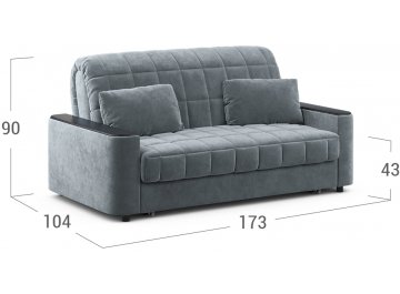 Диван-кровать Moon Family №018 140х200 ППУ синий велюр 74-129 /дуб галиано