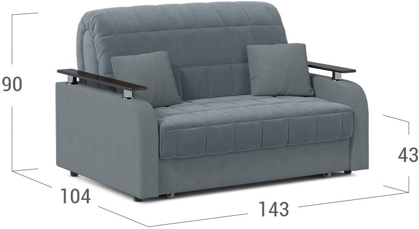 Диван Moon Family 044 120х200 НПБ серый велюр 74-5 / венге текстурный