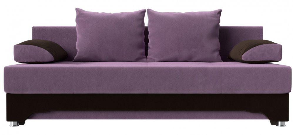 Диван Ник-2 микровельвет сиреневый / коричневый