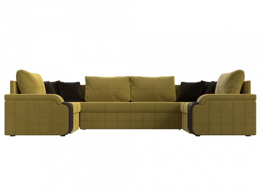 Диван Николь микровельвет / экокожа желтый / коричневый