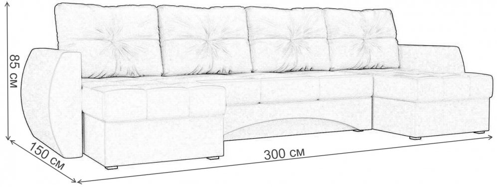 Диван Элмира микровельвет бежевый / коричневый П-образный