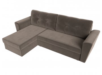 Диван-кровать Амстердам Лайт левый коричневый велюр