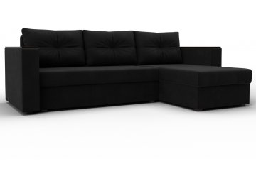 Диван угловой Дельта-Прайм Б/С черный микровельвет