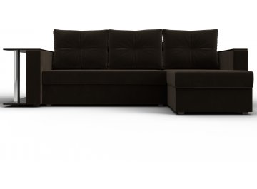 Диван-кровать Атланта правый коричневый микровельвет