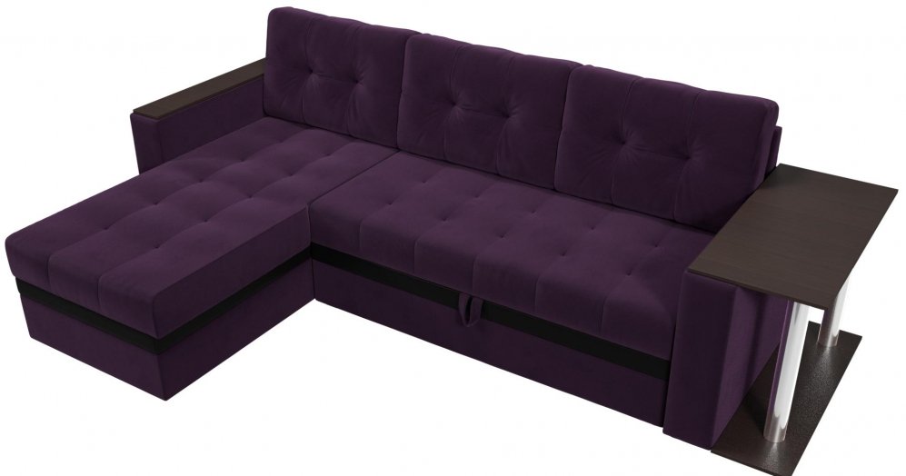 Диван угловой Дельта-Прайм М левый фиолетовый велюр