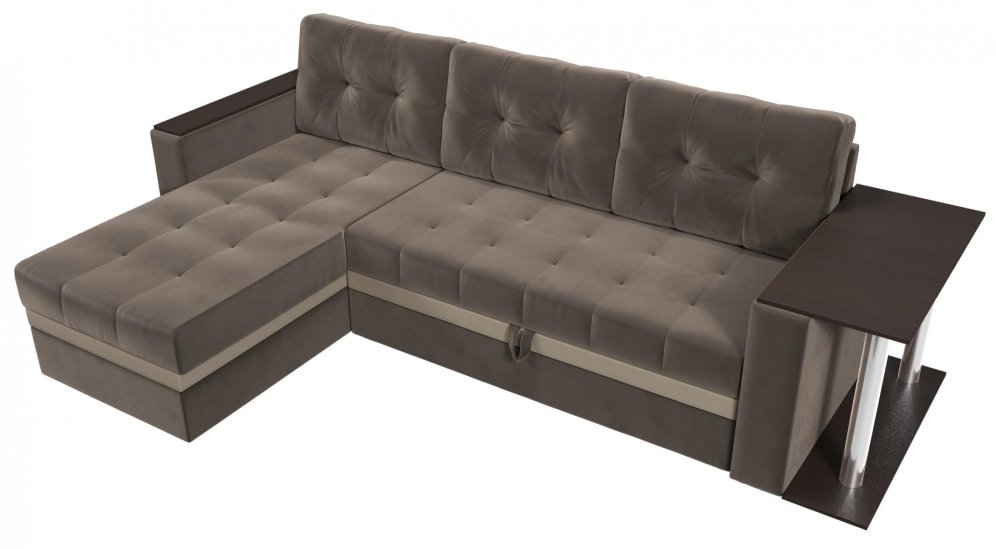 Диван угловой Атланта М левый коричневый велюр