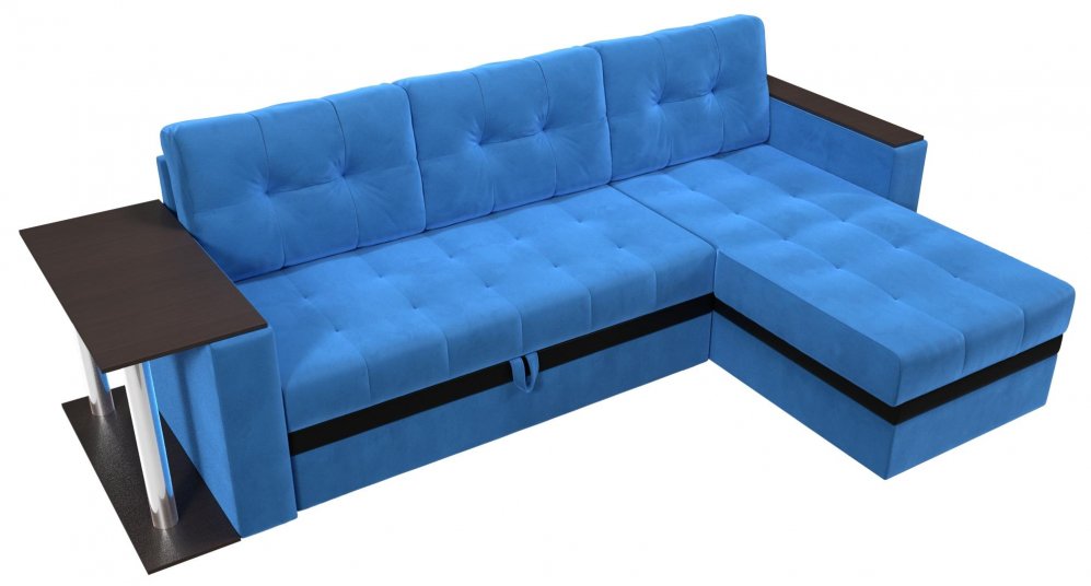 Диван угловой Атланта М правый голубой велюр
