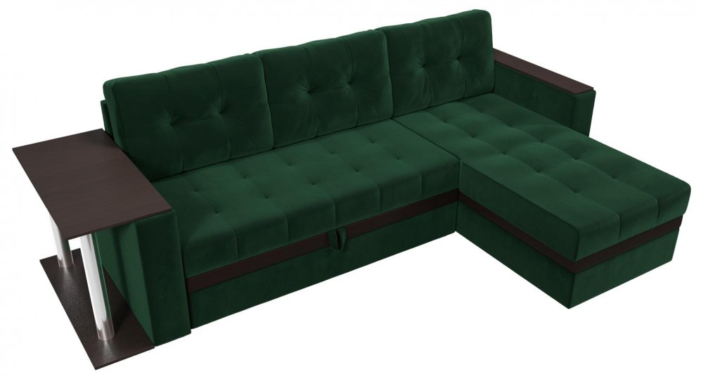 Диван угловой Дельта-Прайм М правый зеленый велюр