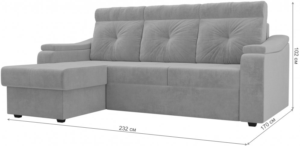 Диван угловой Браво-Арт левый велюр коричневый