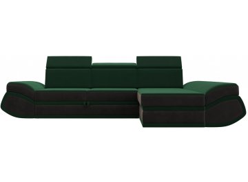Диван-кровать Форум-032 правый велюр seven 626 зеленый / seven 727 коричневый