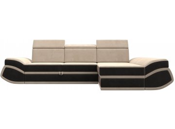 Диван-кровать Форум-032 правый велюр seven 729 бежевый / seven 727 коричневый