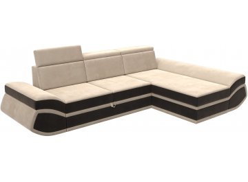 Диван-кровать Форум-032 правый велюр seven 729 бежевый / seven 727 коричневый