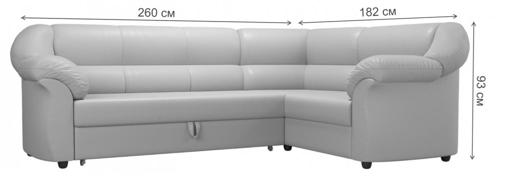Диван угловой Эллада правый серый велюр / черная экокожа