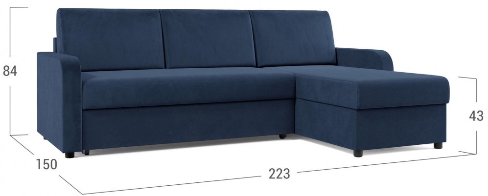 Диван угловой Moon Family 044/Д27ПЯа v1 003113 велюр синий 74-8