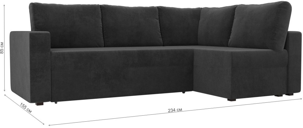 Диван угловой Альта-Люкс правый велюр серый