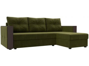 Диван угловой Валенсия Лайт микровельвет зеленый