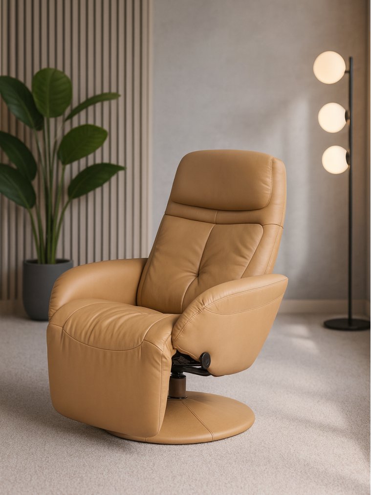 Кресло Optima раскладное бежевая экокожа