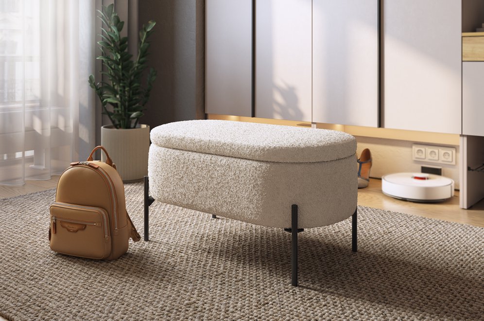 Пуф Барни белый (плюш)