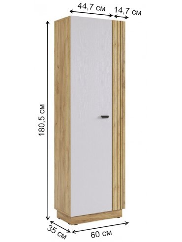 Шкаф Моди двухдверный дуб крафт золотой / белое дерево