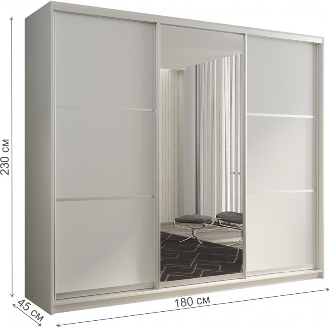 Шкаф-купе Кааппи 2 180х45 белый бриллиант