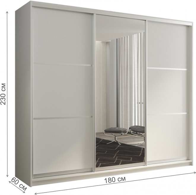 Шкаф-купе Кааппи 2 180х60 белый бриллиант