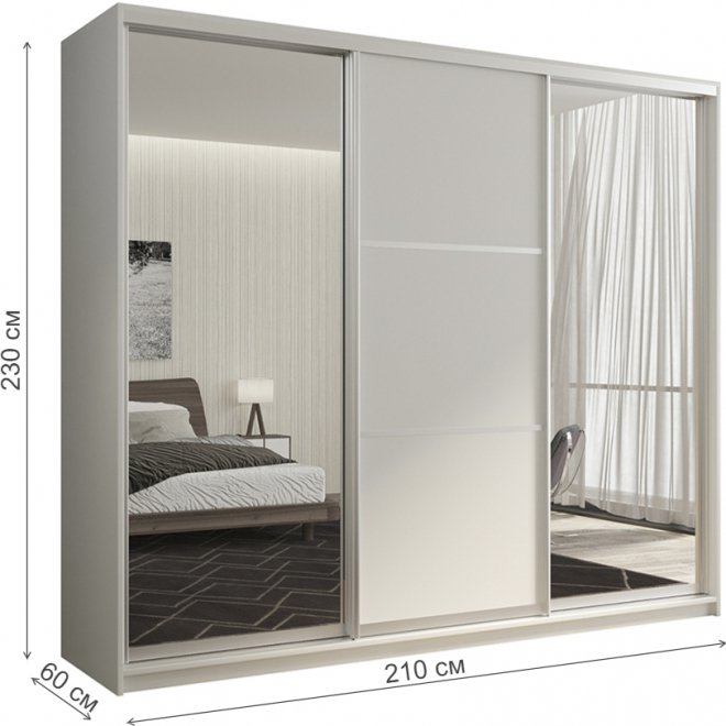 Шкаф-купе Кааппи 3 210х60 белый бриллиант