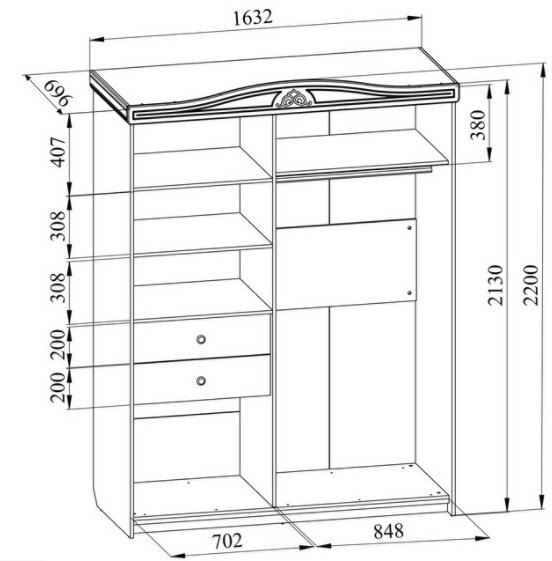 Шкаф-купе Ассоль плюс АС-20 ваниль