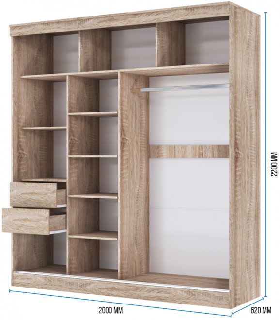 Шкаф-купе Москана-2 2 м сонома / зеркало