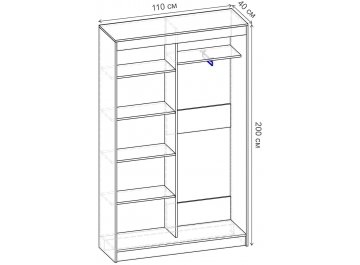 Шкаф-купе Риф 2 ШК.020.1100-25 вариант 6