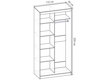 Шкаф-купе Риф 2 ШК.022.1100-28 вариант 3