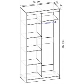 Шкаф-купе Риф 2 ШК.023.900-28 вариант 3