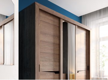 Шкаф-купе с зеркалом Соренто дуб стирлинг / дуб стирлинг матовый